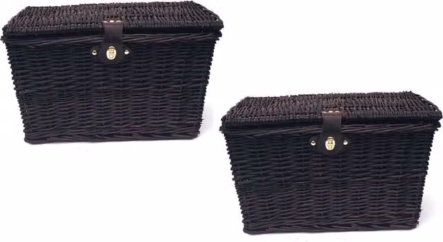 Topfurnishing Picnic Hamper Lidded Basket with Latch, Brown, Width: 39 cm