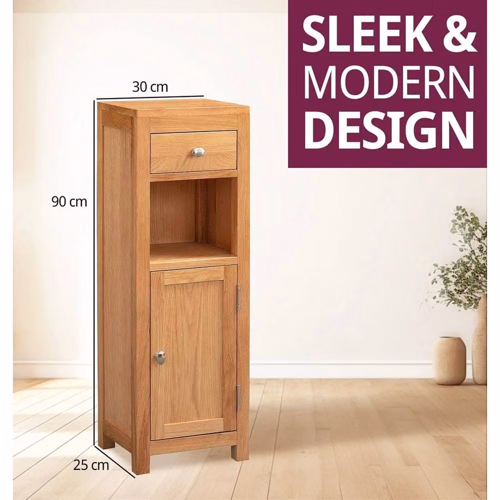 FORGEVIO Scandinavian Style Bathroom and Hallway Storage Cabinet in Light Oak – 2