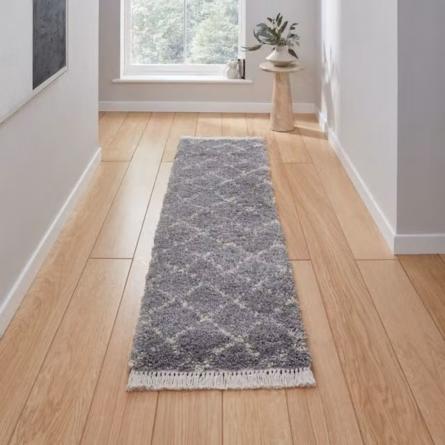 Terrys Boho Moroccan Shaggy Runner, Grey, W: 60 cm, L: 230 cm