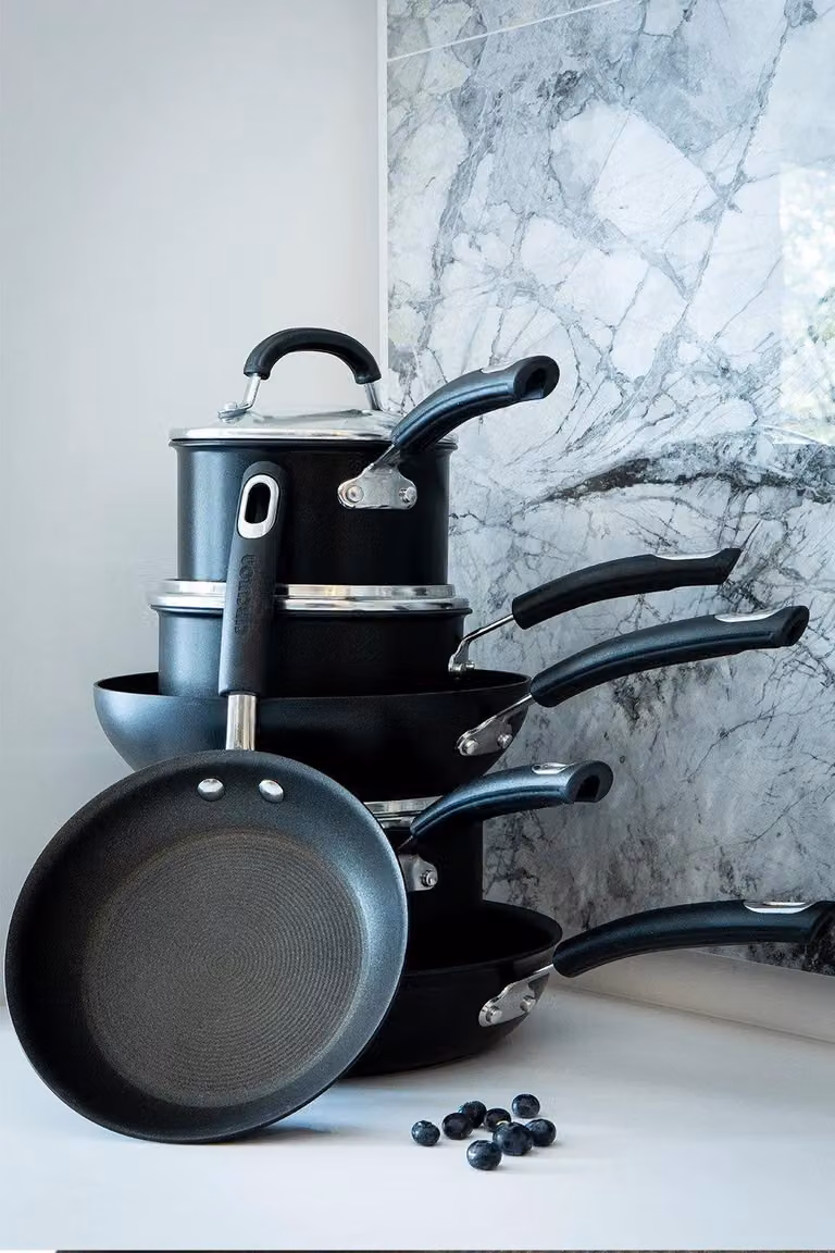 Circulon 3 Piece Hard Anodised Aluminium Saucepan Set with Glass Lids in Black