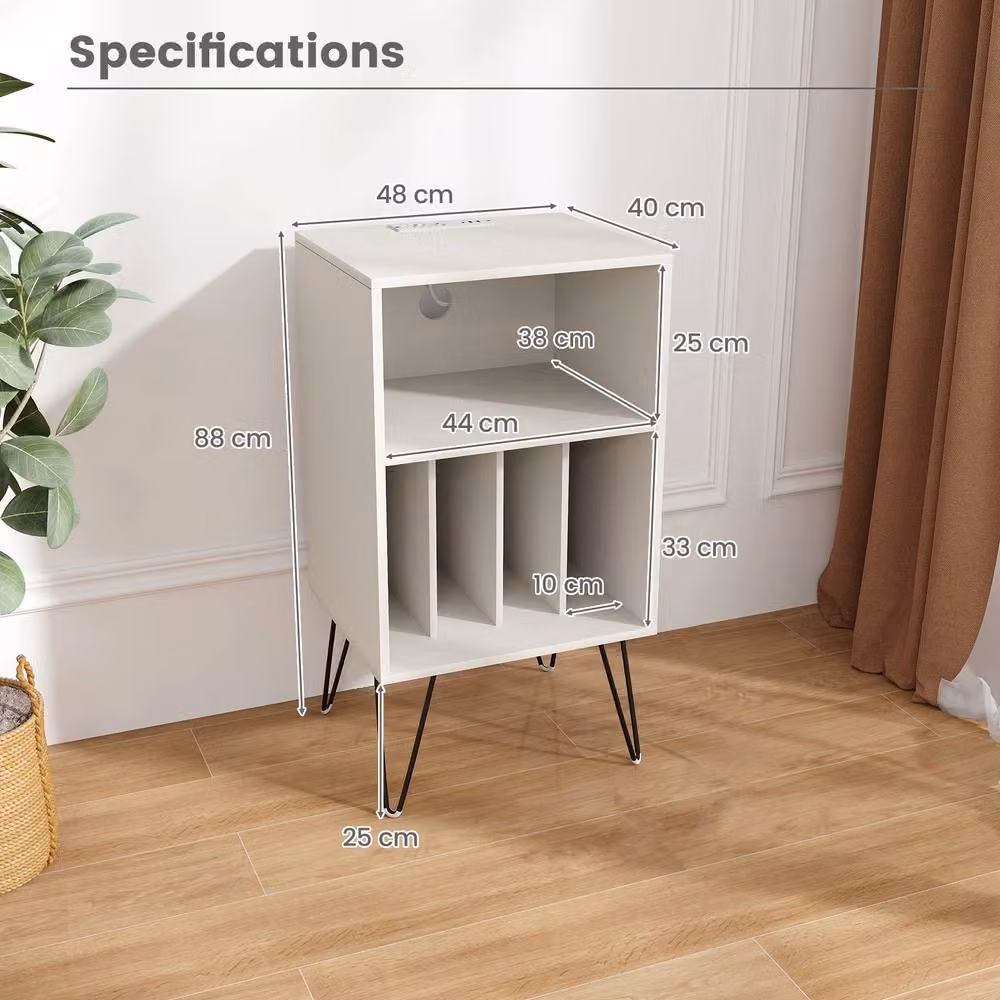 Costway 3-Tier White Record Player Stand and Vinyl Storage Table – 2