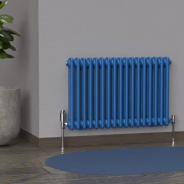 Lux Heat Horizontal 2 Column Steel Radiator in Blue, W: 78.5 cm, H: 50 cm