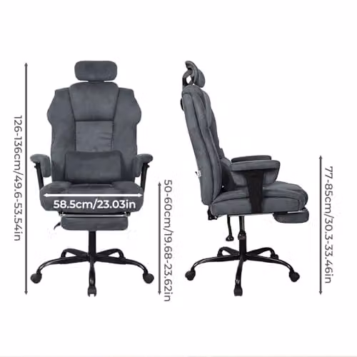 Levede Ergonomic Grey Fabric Office and Gaming Chair with Headrest and Armrests – 2
