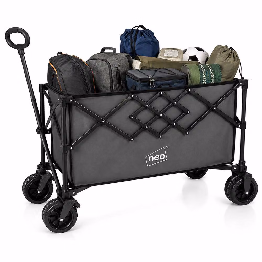 Neo XL Heavy Duty Folding Wagon Cart with Adjustable Handle, 300L, Grey – 7