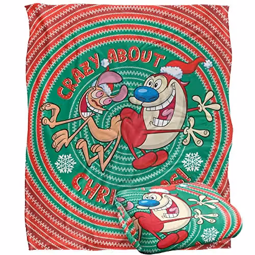 LOGOVISION Christmas Retro Fluffy Fleece Throw Blanket, Multicolour, W/D/H: 152 x 127 cm