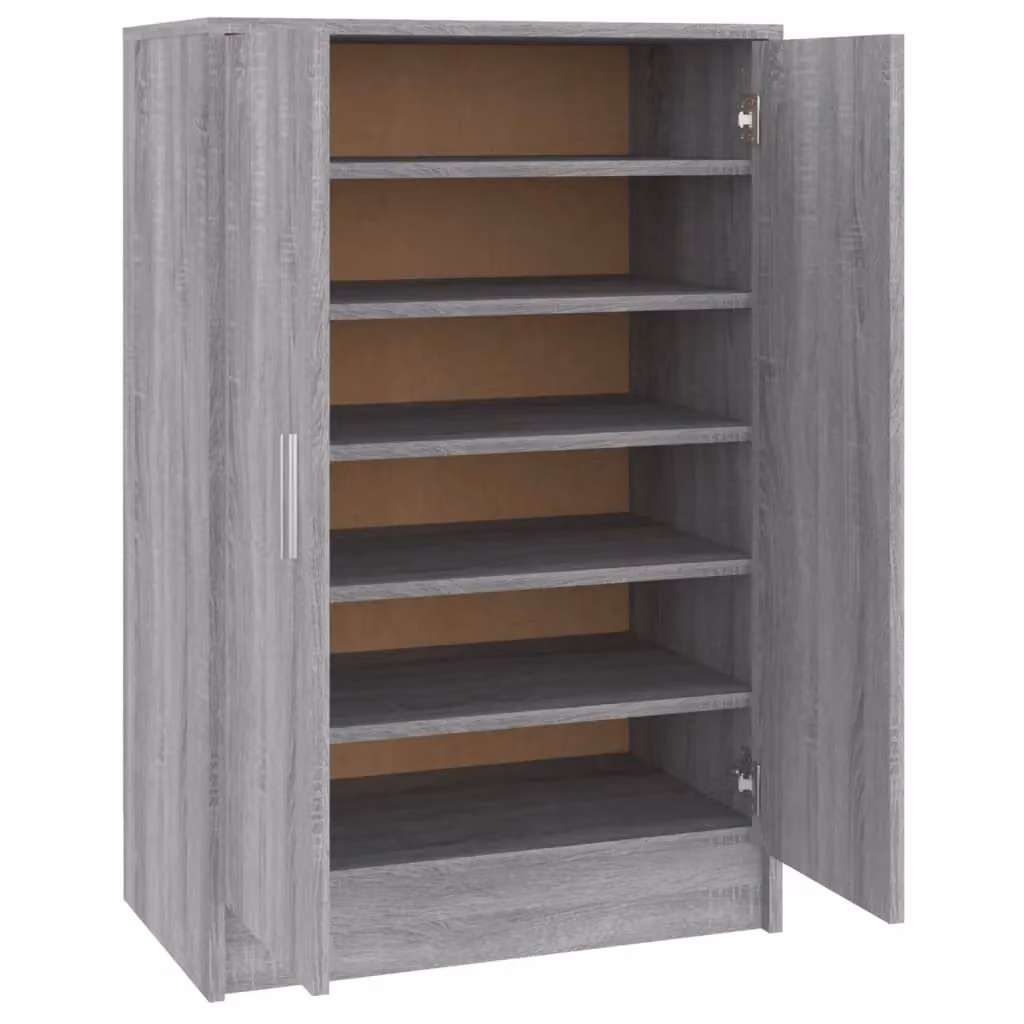 Berkfield Home Modern Grey Shoe Cabinet with Hinged Doors, W/D/H: 60 x 35 x 92 cm – 2