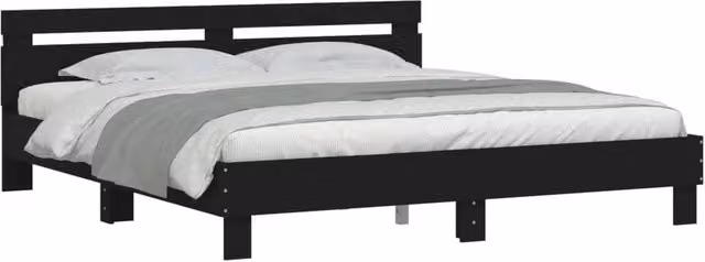 Berkfield Home Durable Bed Frame with Under-Bed LED Lighting in Black, W/D/H: 200 x 200 x 70 cm – 1