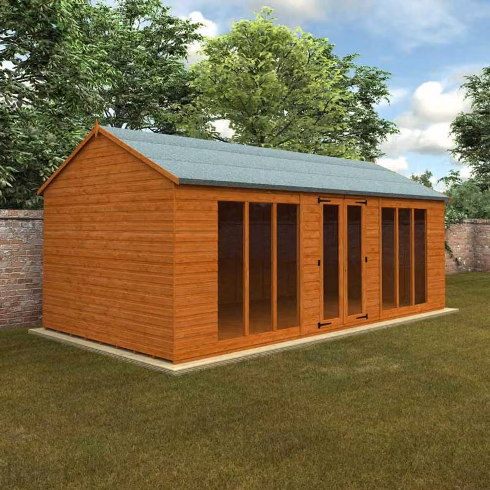 Buttercup Farm 20x10 Full Pane Workman Apex 12mm Wooden Shed in Burnt Orange, L595 x W295 x H268.5 cm – 2