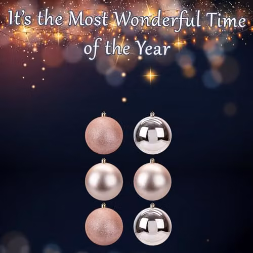 VFM e-Store Set of 6 Gold Round Christmas Bauble Hanging Tree Ornaments, 10 cm – 4