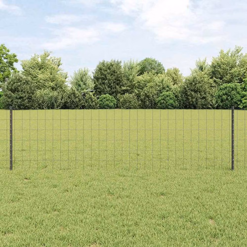 Berkfield Home Euro Fence Steel with 22 U Posts, Grey, 0.6 x 50 m – 2