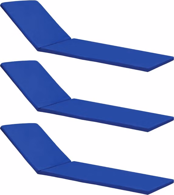 Gardenista Blue Rectangular Outdoor Sun Lounger Cushion Set of 3