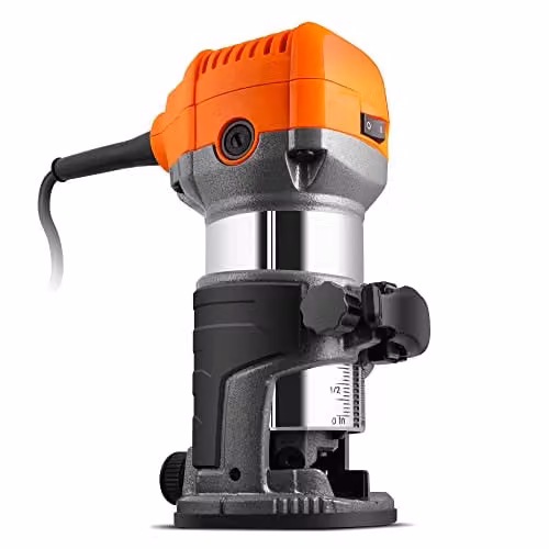 VonHaus 710W Compact Palm Router Saw in Black and Orange