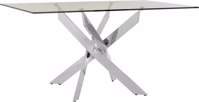 Interiors by Premier Orsina Rectangular Glass Dining Table with Silver Chrome Intersected Base