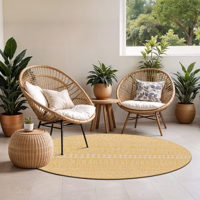 Livabliss Aegean Geometric In- & Outdoor Rug in Blue, Beige, Yellow and Pink, W: 130 cm, L: 190 cm – 1