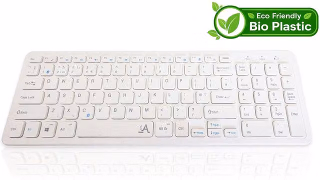 Accuratus Bioplastic 960 Multidevice Wireless Bluetooth and RF Full Size Keyboard - Forest Green and Chalk White
