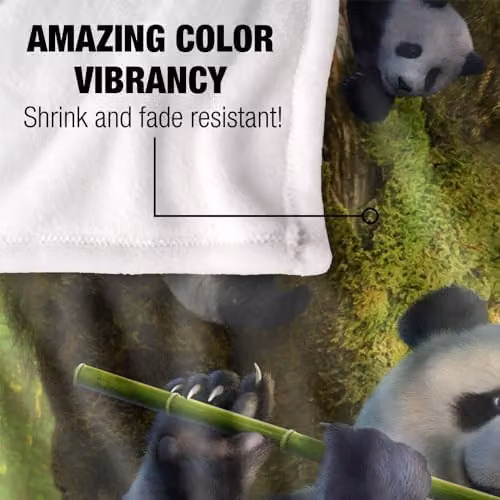JQ Licensing Jlo Panda Family Flute Silky Touch Super Soft Fleece Throw Blanket, White, W/D/H: 152 x 127 cm – 3