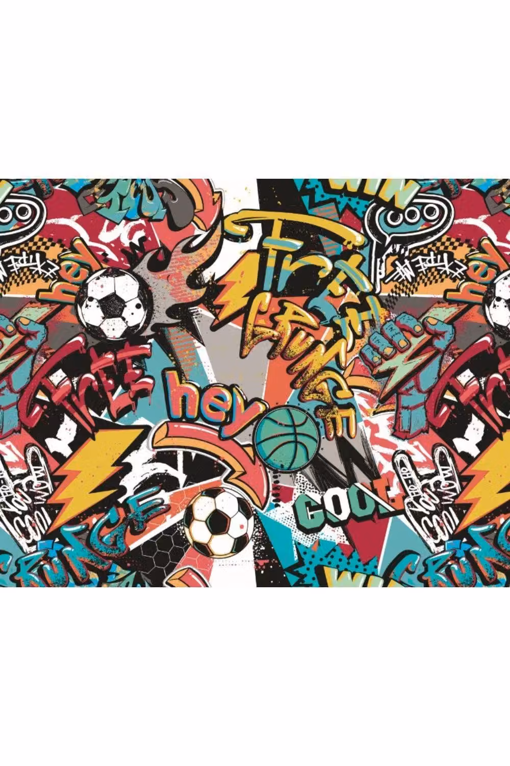 Origin Murals Sports Graffiti Abstract Wall Mural in Red and Multicolour, W: 350 cm, H: 280 cm – 2