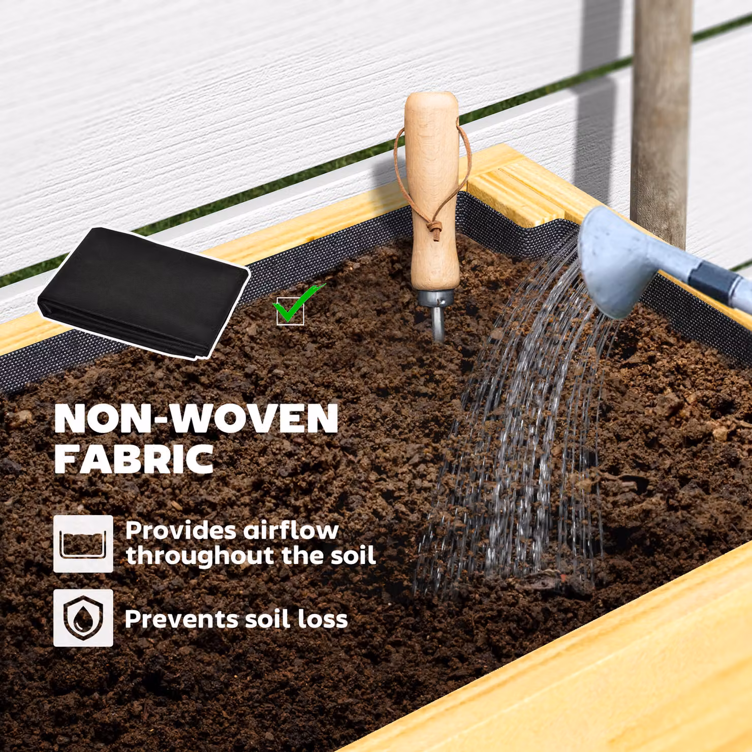 Outsunny Brown Elevated Wooden Raised Garden Bed with Shelf and Liner, W: 100 cm, H: 71 cm, D: 30 cm – 5