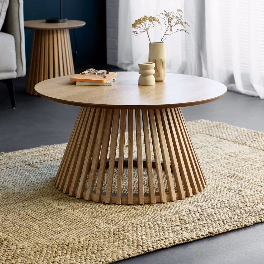 Cheshire Orla Round Coffee Table in Natural Oak, Diameter: 80 cm – 2
