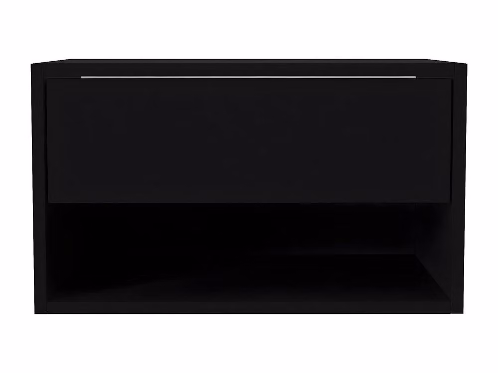 Vente-unique Black Wall-Mounted Bedside Table with 1 Drawer and 1 Open Compartment, W: 40 cm, D: 15 cm, H: 35 cm – 2
