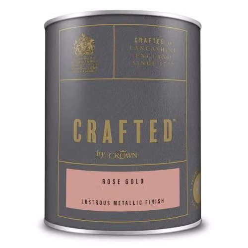 Crown Crafted Rose Gold Metallic Emulsion Paint for Walls and Wood, 1.25L – 3