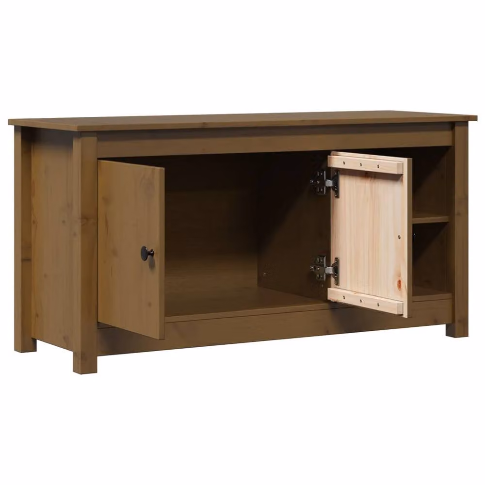 Berkfield Home Rustic Solid Wood Pine TV Cabinet in Honey Brown, W: 103 cm, D: 36.5 cm, H: 52 cm – 4