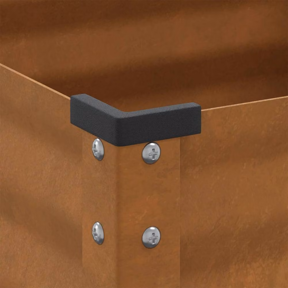 Berkfield Home Decorative Garden Planter in Brown Weathering Steel, W/D/H: 45 x 45 x 88 cm – 3