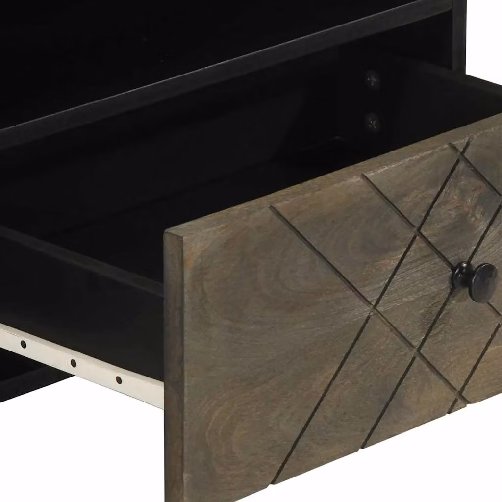 Berkfield Home Black Mango Wood TV Cabinet W/D/H: 80 x 33 x 46 cm – 5