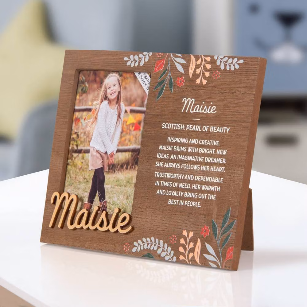 History & Heraldry Maisie Pre-personalised Child's Floral Picture Frame, Brown, W: 8.5 cm, H: 11 cm – 2