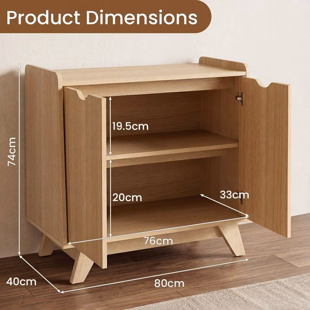 VOGREX Freestanding 2-Door Storage Cabinet with Internal Shelves in Sand – 2
