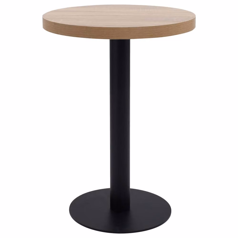 Berkfield Home Round Bistro Table in Light Brown MDF and Metal – 2