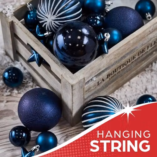 The Christmas Workshop Set of 50 Shatterproof Textured Plastic Christmas Tree Baubles in Blue – 5
