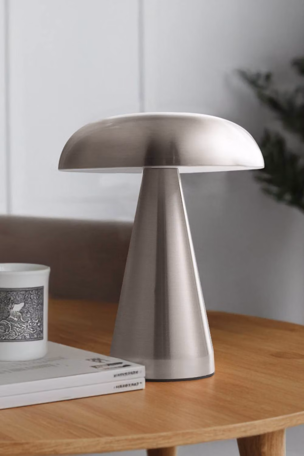 H&O Direct Mushroom Shape Rechargeable Dimmable Table Lamp Night Light in Silver – 4