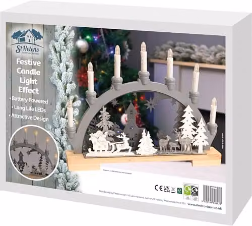 Netagon Battery Powered Wooden Festive Candle Bridge in Grey – 4