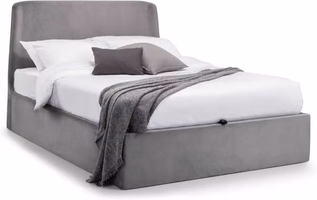 Cheshire Nectarine Grey Velvet Upholstered Ottoman Storage Bed with Lift Up Base, Double (W: 135 cm, L: 200 cm, H: 140 cm) – 1