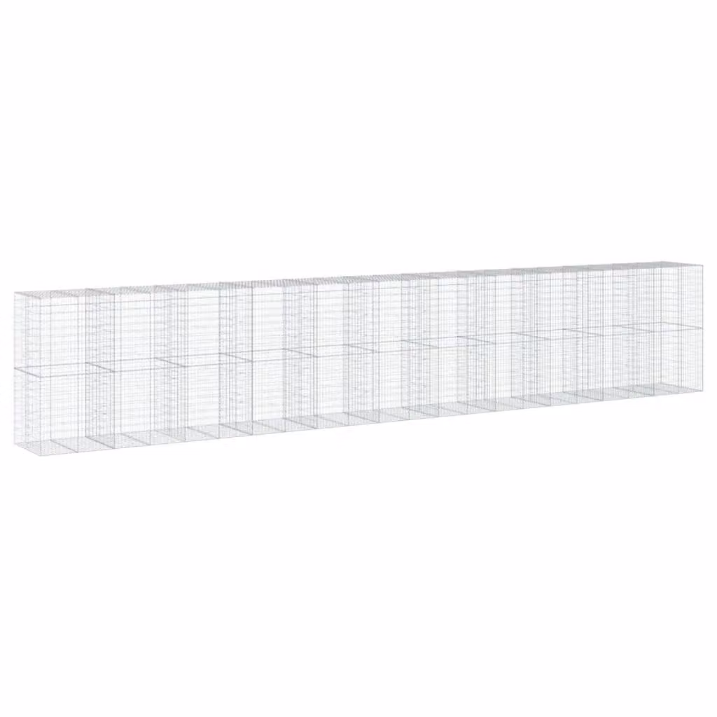 Berkfield Home Silver Galvanised Steel Gabion Basket with Cover, W/D/H: 1100 x 100 x 200 cm – 2