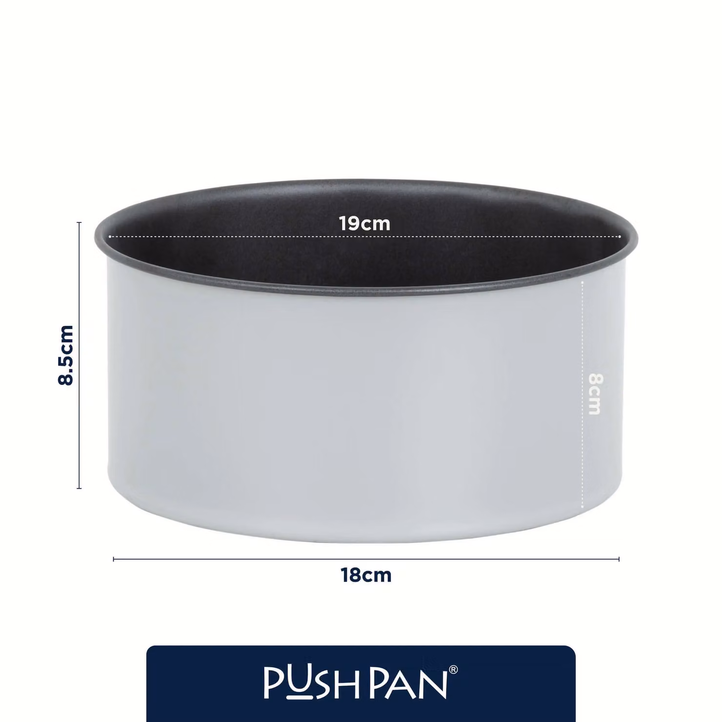 PushPan Set of 2 Non-Stick Round Grey Cake Tins with Loose Base, Diameter: 18 cm, Height: 18 cm – 5