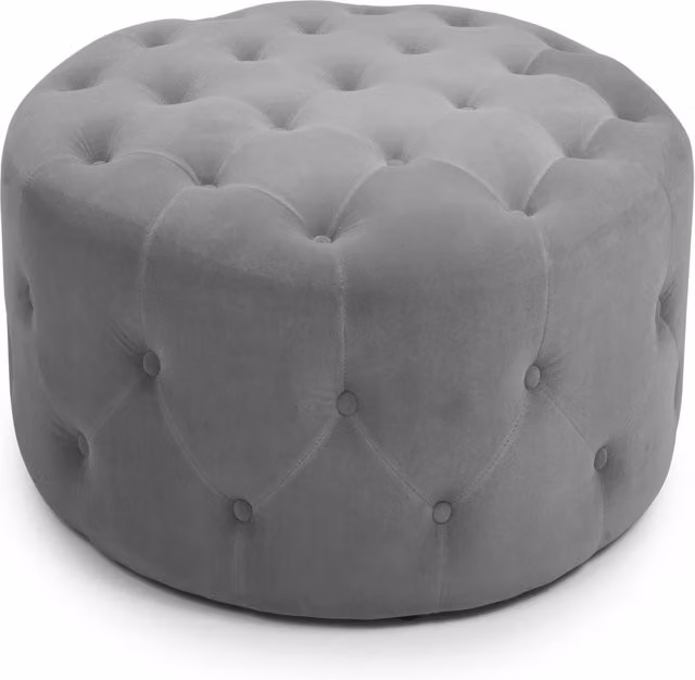 Shankar Cylindrical Velvet Pouffe in Grey and Black