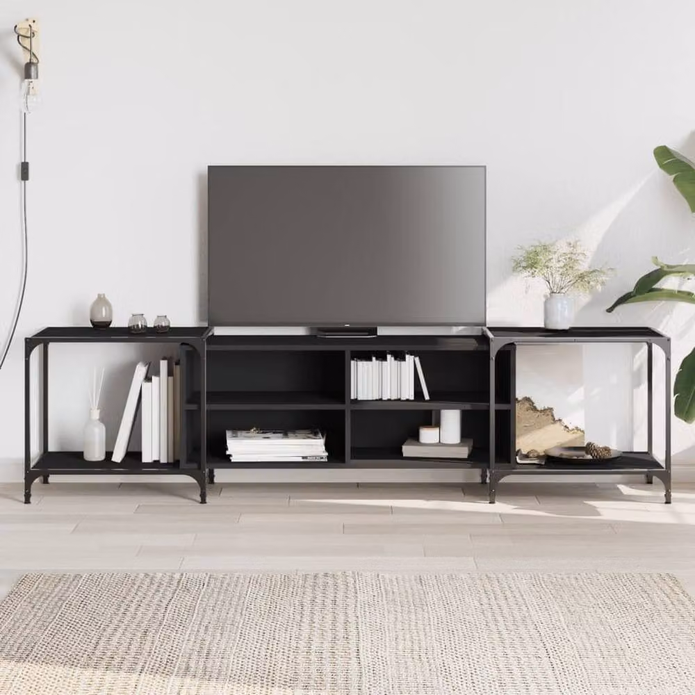 Berkfield Home Black TV Cabinet in Engineered Wood W/D/H: 203 x 37 x 50 cm – 2