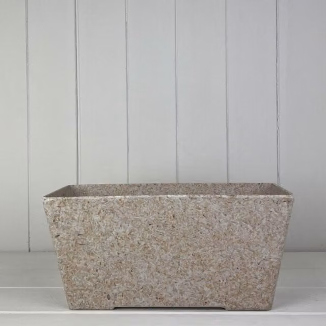 KDMD Rectangular Stone Tabletop Windowsill Planter in Sand and White