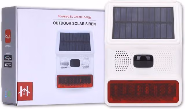 HESTIA Outdoor Solar Siren with Back-Up Battery, White