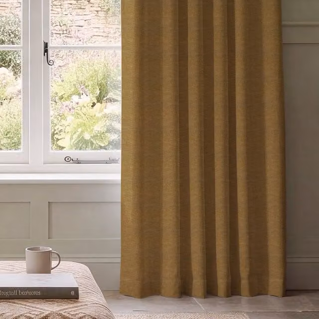 HOUSE Llewelyn-Bowen Tetbury Made To Measure Semi-Transparent Chenille Fabric Curtains in Dijon Gold
