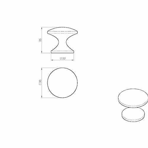 Loops 4 Pack Polished Chrome Fingertip Cabinet Door Knobs, 30mm Diameter – 3