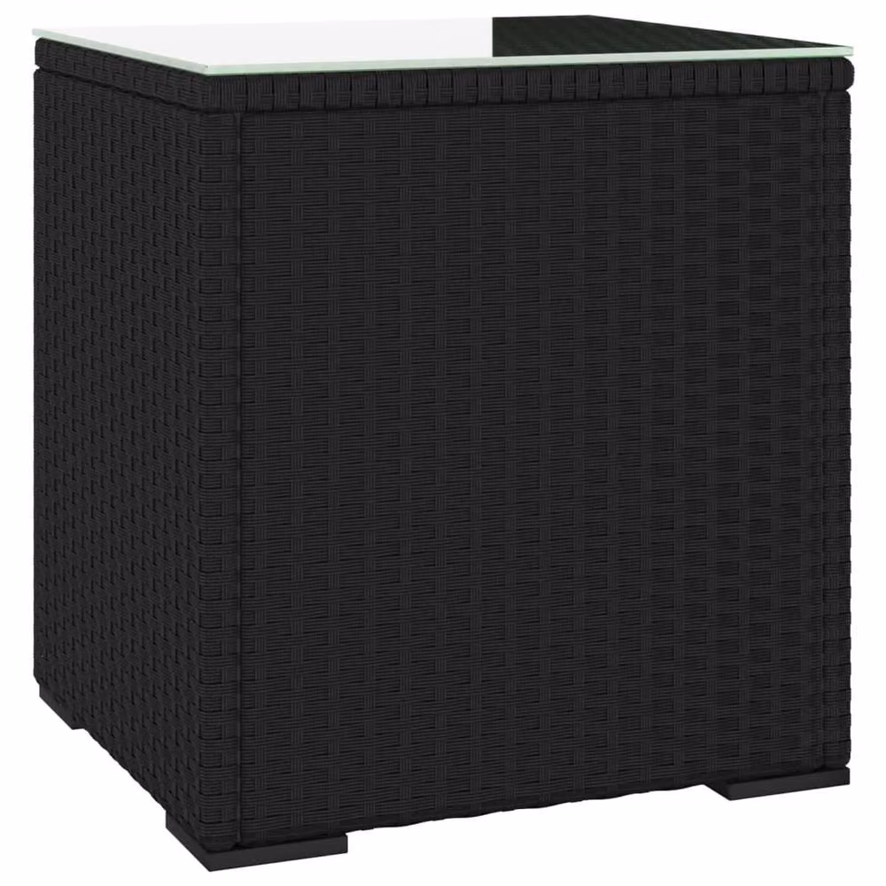 Berkfield Home Black Poly Rattan and Tempered Glass Side Table, W/D/H: 40 x 37 x 40.5 cm – 2