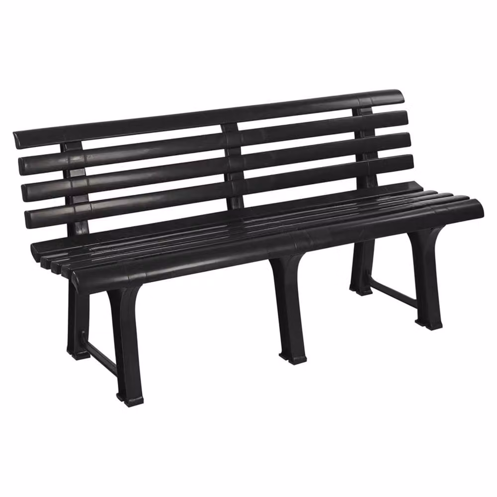 VOGREX Black Plastic Garden Bench for 3 Adults, Width: 145 cm – 2