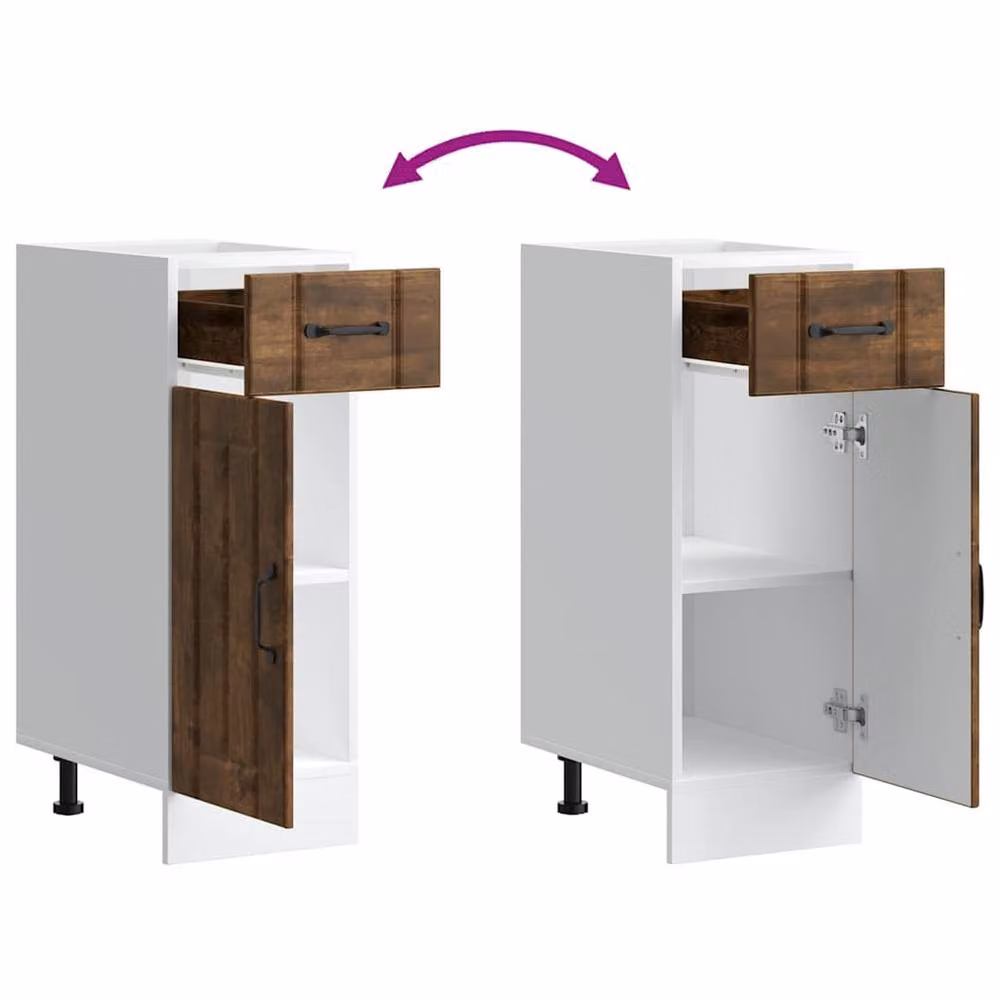Berkfield Home Lucca Kitchen Base Cabinet in Smoked Oak Brown, W/D/H: 81.5 x 46.0 x 30.0 cm – 4