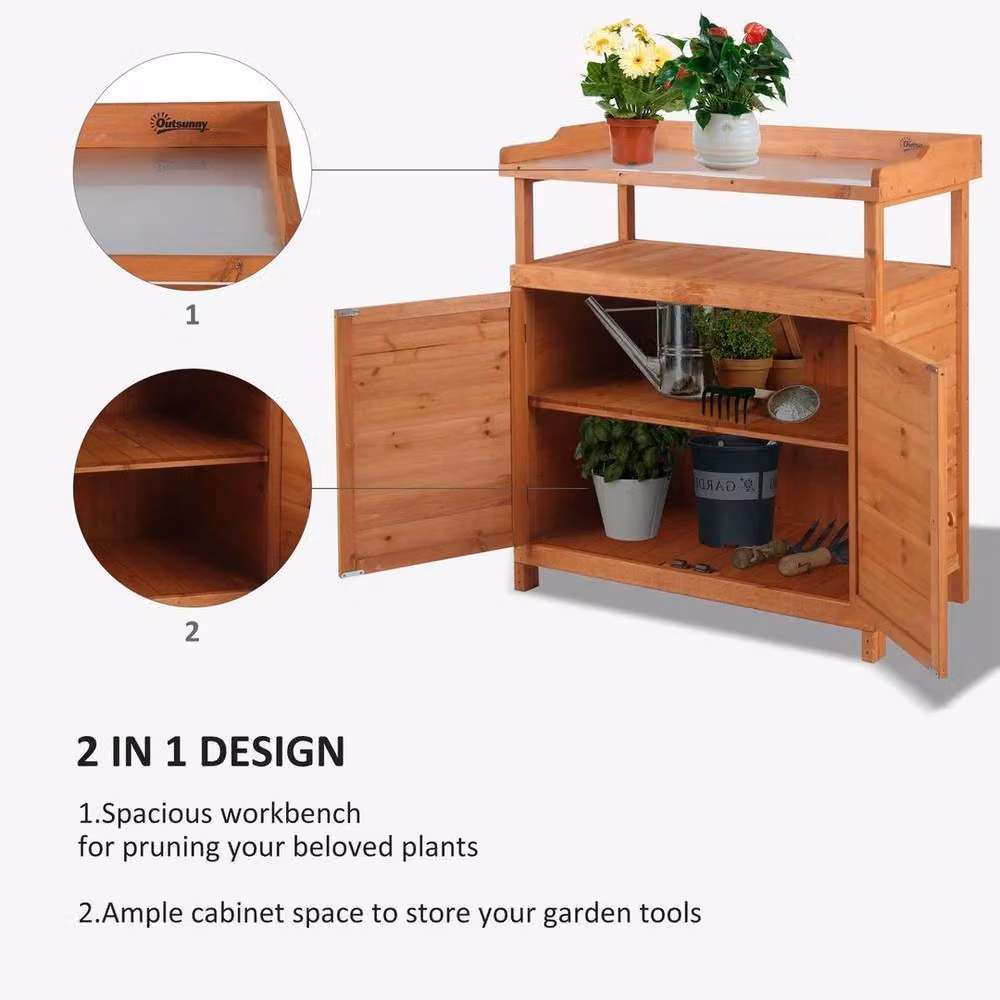 EONLION 2 In 1 Potting Bench Table in Brown – 4