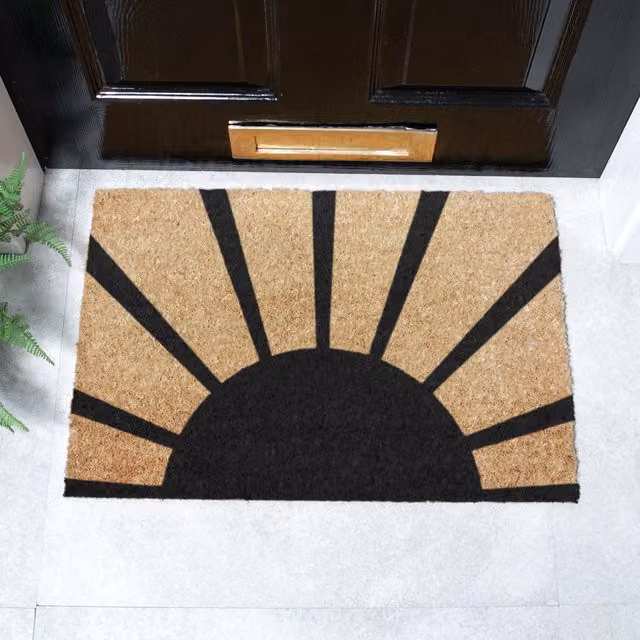 Artsy Mats Welcoming Sun & Rays Doormat in Black, W/D: 60 x 40 cm