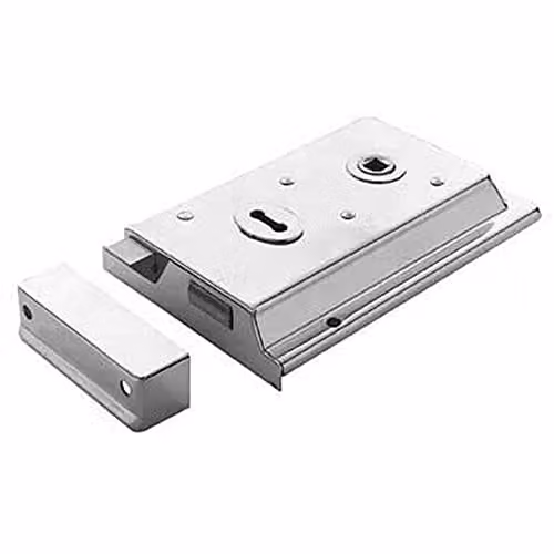 Loops Traditional Contract Rim Deadlock Polished Chrome Door Latch W: 152 mm, H: 102 mm