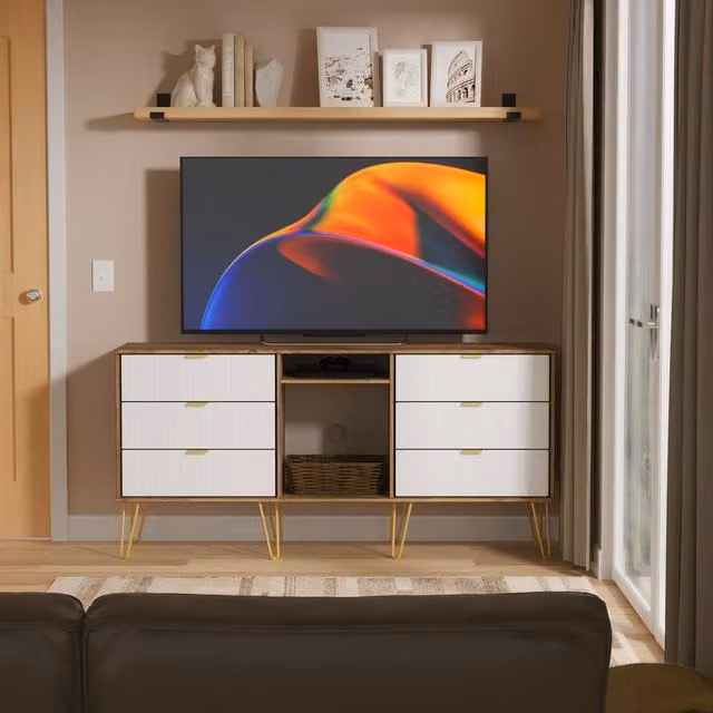2 U Bexley Ready Assembled 6 Drawer Sideboard in Gold and Multicolour – 1
